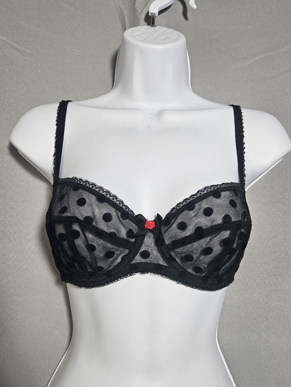 L'Agent Provocateur Vintage Sexy Lace Black Underwire Sheer Polka-dots Bra 34C